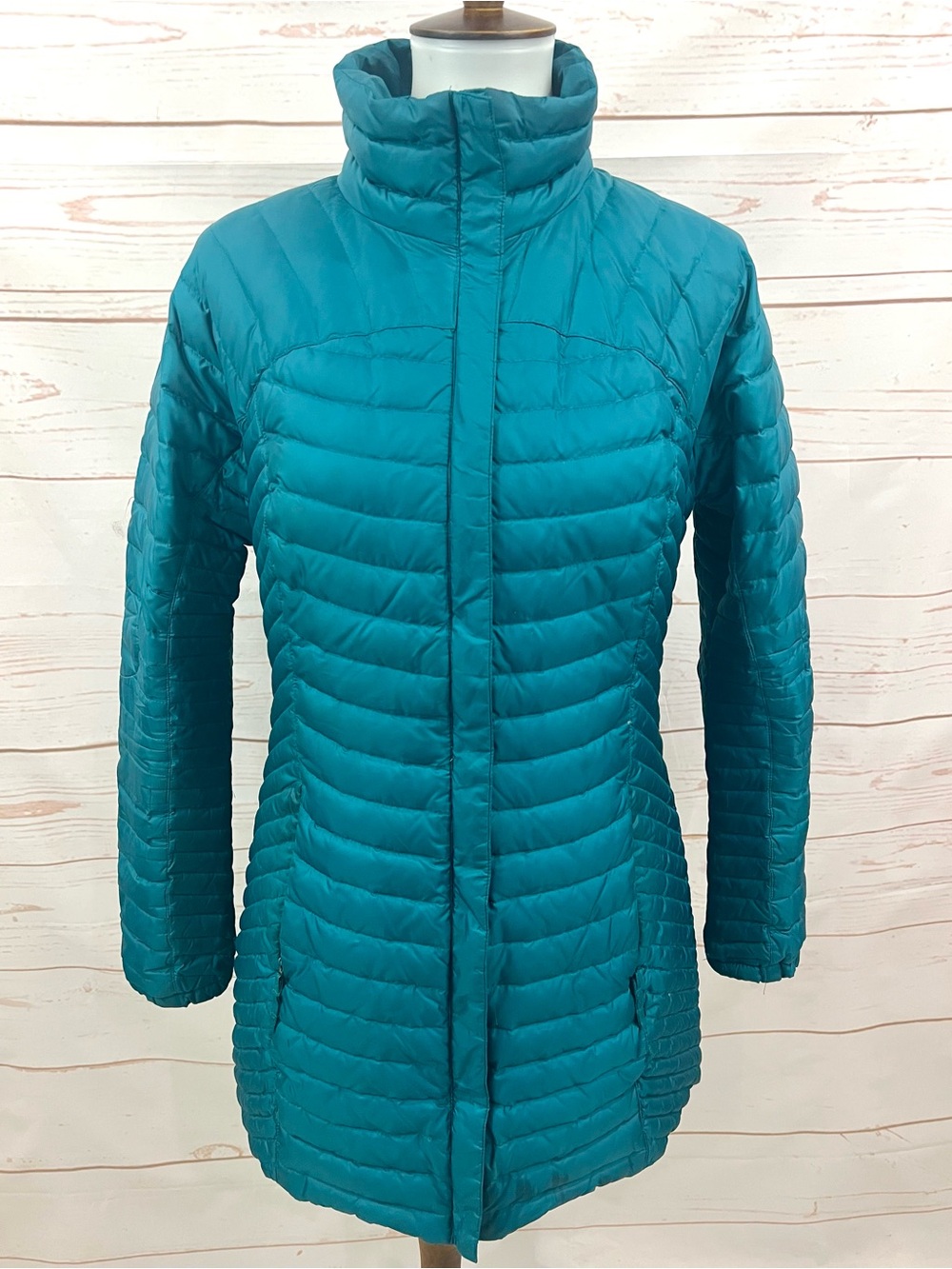 Eddie Bauer Teal Quilted Goose Down Puffer Parka Winter Coat
